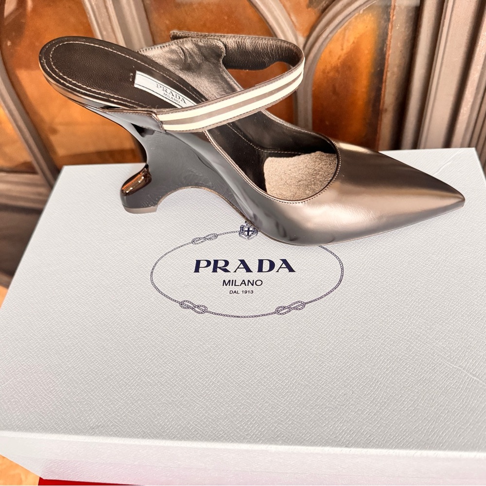 Prada Women's Black and White Heels